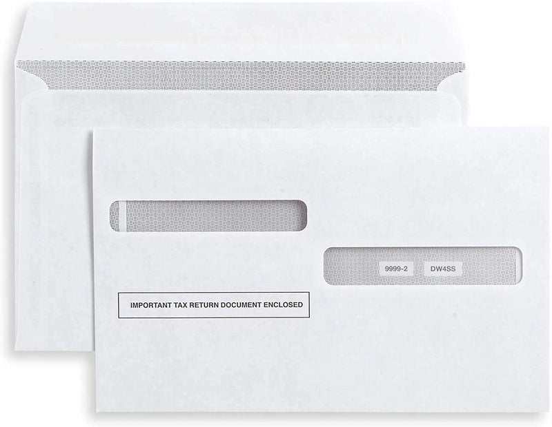 Dutymark 100 Envelopes Designed for W2 Forms 4-Up, Self- Seal Double Window, Security Envelopes Pack of 100 - Image 1